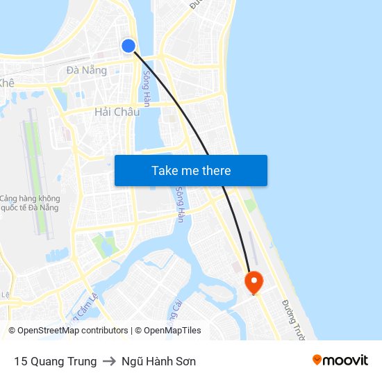 15 Quang Trung to Ngũ Hành Sơn map