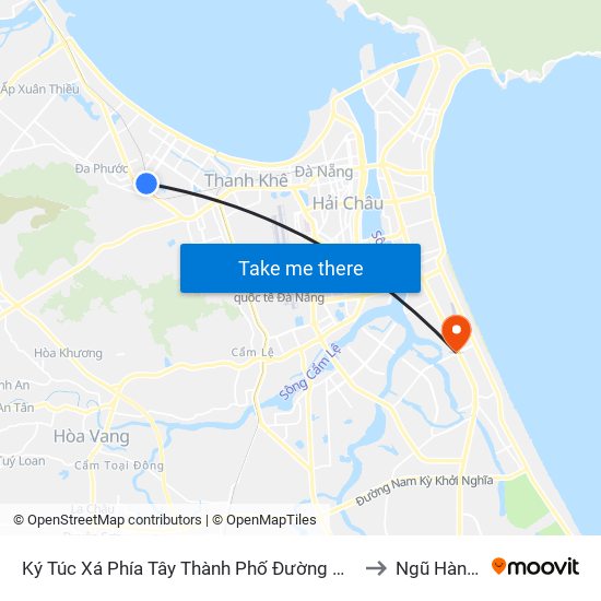 Ký Túc Xá Phía Tây Thành Phố Đường Nguyễn Sinh Sắc to Ngũ Hành Sơn map