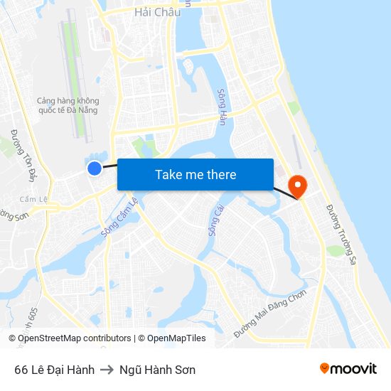 66 Lê Đại Hành to Ngũ Hành Sơn map