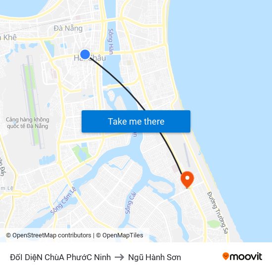 ĐốI DiệN ChùA PhướC Ninh to Ngũ Hành Sơn map