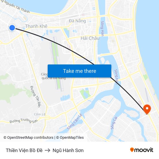 Thiền Viện Bồ Đề to Ngũ Hành Sơn map