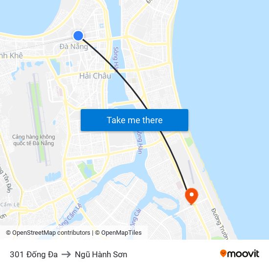 301 Đống Đa to Ngũ Hành Sơn map