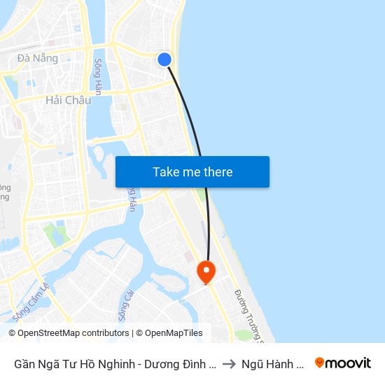 Gần Ngã Tư Hồ Nghinh - Dương Đình Nghệ to Ngũ Hành Sơn map