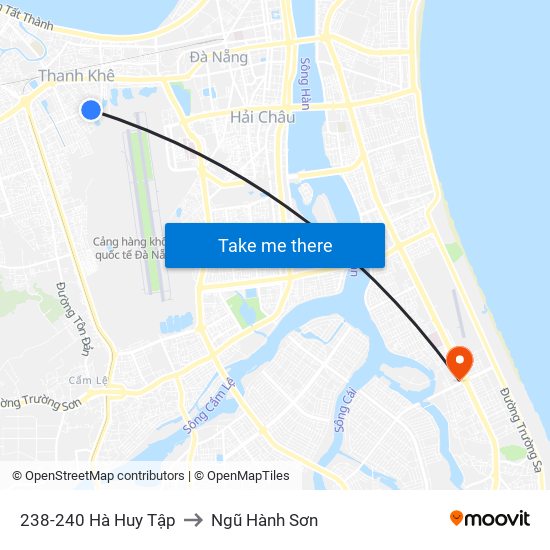 238-240 Hà Huy Tập to Ngũ Hành Sơn map