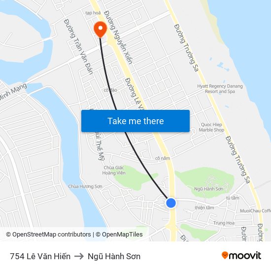 754 Lê Văn Hiến to Ngũ Hành Sơn map