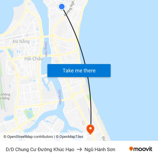 D/D Chung Cư Đường Khúc Hạo to Ngũ Hành Sơn map