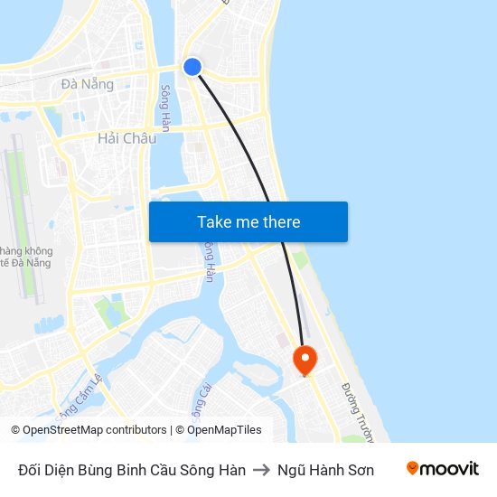 Đối Diện Bùng Binh Cầu Sông Hàn to Ngũ Hành Sơn map