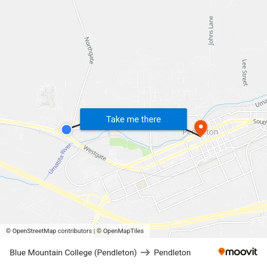 Blue Mountain College (Pendleton) to Pendleton map