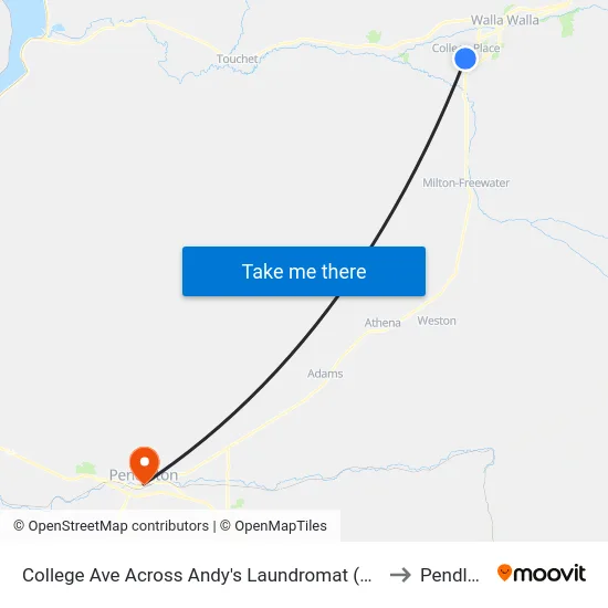 College Ave Across Andy's Laundromat (Walla Walla) to Pendleton map