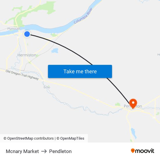 Mcnary Market to Pendleton map