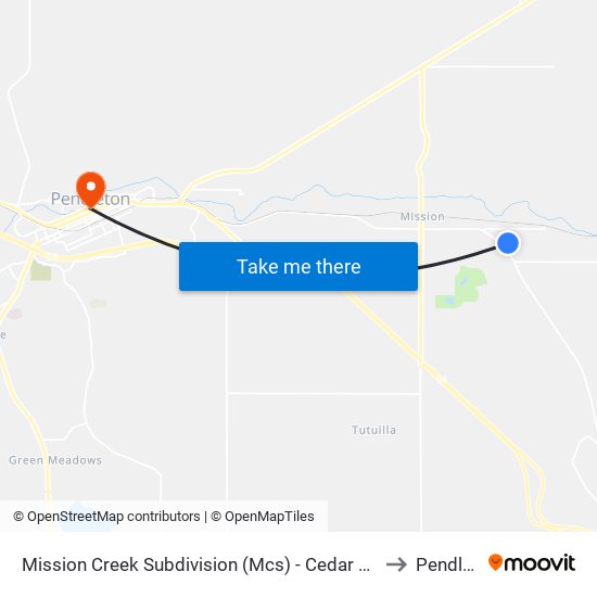 Mission Creek Subdivision (Mcs) - Cedar St & Aspen Way to Pendleton map