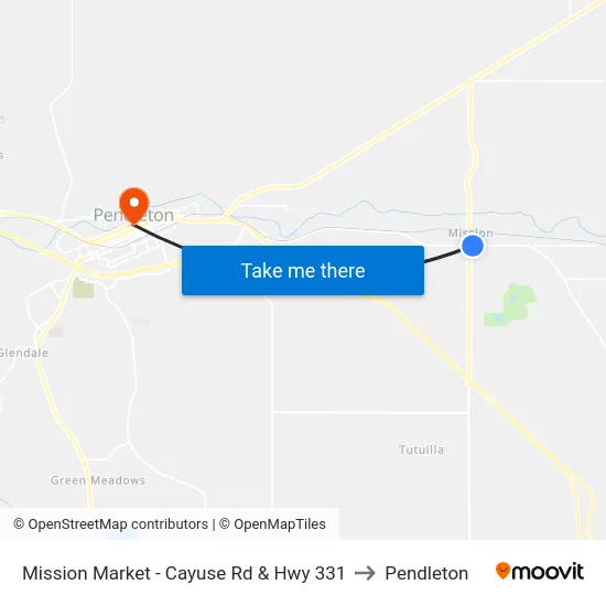 Mission Market - Cayuse Rd & Hwy 331 to Pendleton map