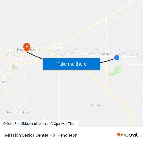 Mission Senior Center to Pendleton map