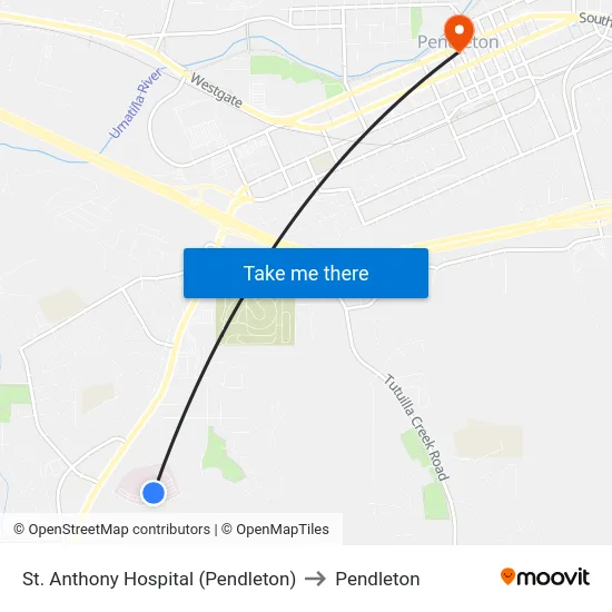 St. Anthony Hospital (Pendleton) to Pendleton map