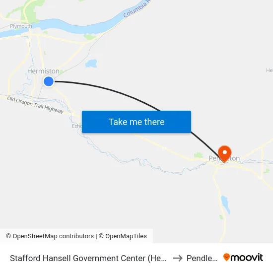 Stafford Hansell Government Center (Hermiston) to Pendleton map