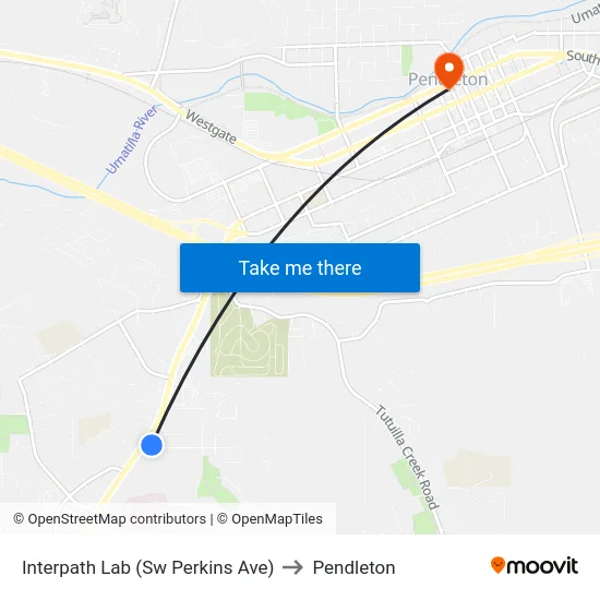 Interpath Lab (Sw Perkins Ave) to Pendleton map