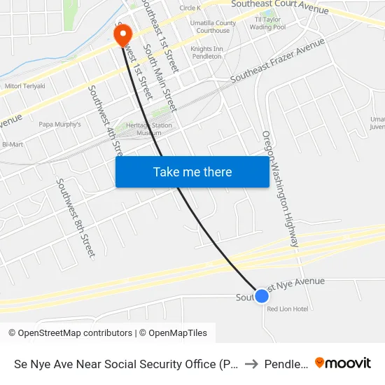 Se Nye Ave Near Social Security Office (Pendleton) to Pendleton map