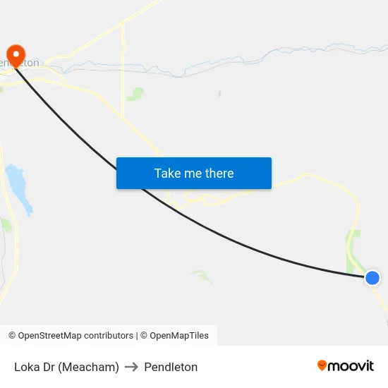 Loka Dr (Meacham) to Pendleton map