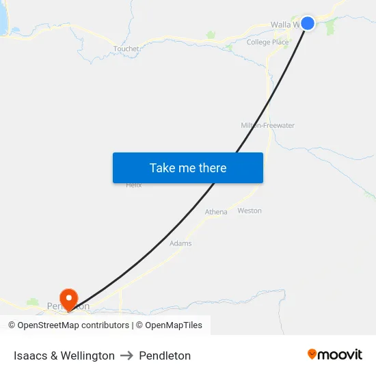 Isaacs & Wellington to Pendleton map