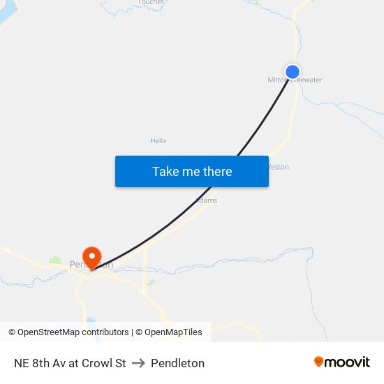 NE 8th Av at Crowl St to Pendleton map