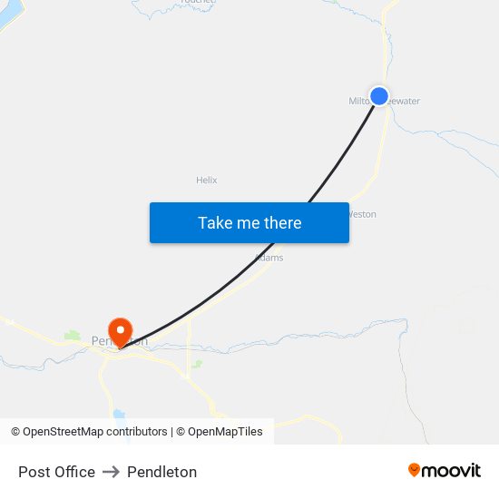 Post Office to Pendleton map