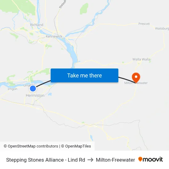 Stepping Stones Alliance - Lind Rd to Milton-Freewater map