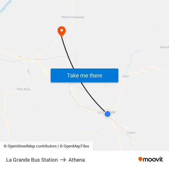 La Grande Bus Station to Athena map