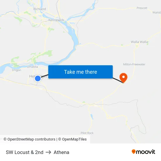SW Locust & 2nd to Athena map