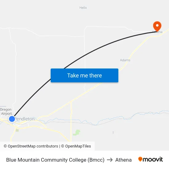 Blue Mountain Community College (Bmcc) to Athena map