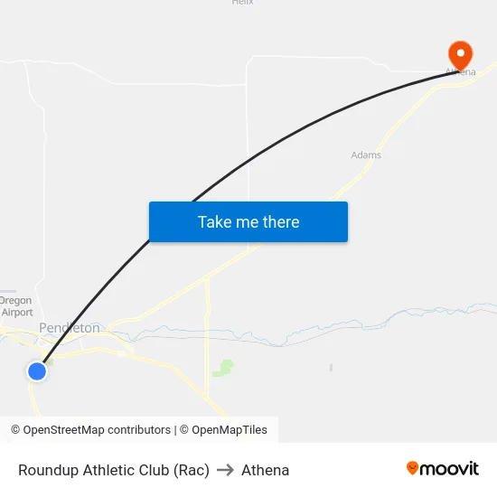 Roundup Athletic Club (Rac) to Athena map