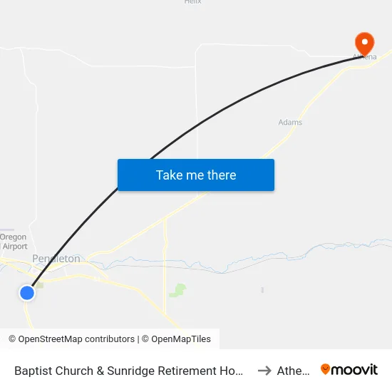 Baptist Church & Sunridge Retirement Home to Athena map