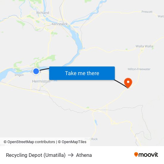 Recycling Depot (Umatilla) to Athena map