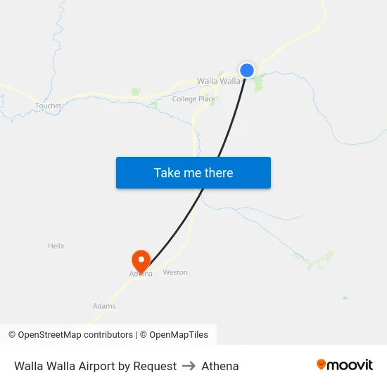 Walla Walla Airport by Request to Athena map
