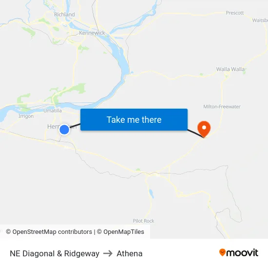 NE Diagonal & Ridgeway to Athena map