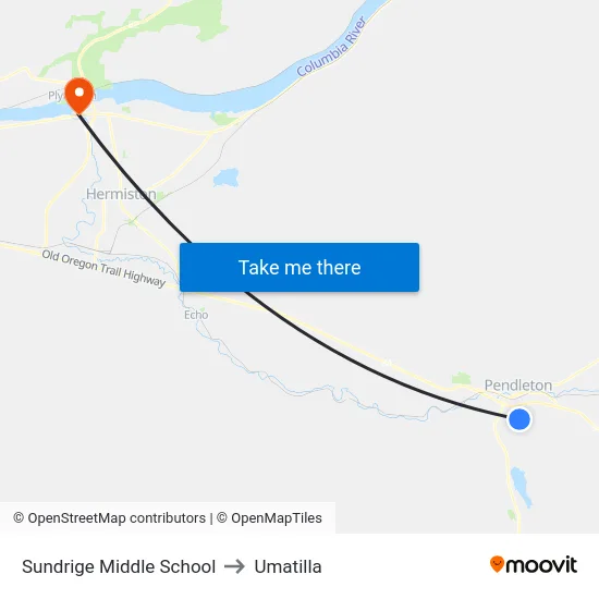 Sundrige Middle School to Umatilla map