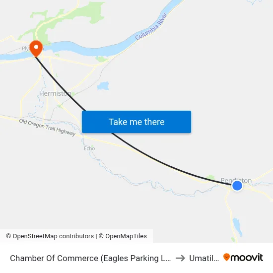 Chamber Of Commerce (Eagles Parking Lot) to Umatilla map