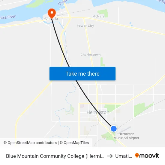 Blue Mountain Community College (Hermiston) to Umatilla map