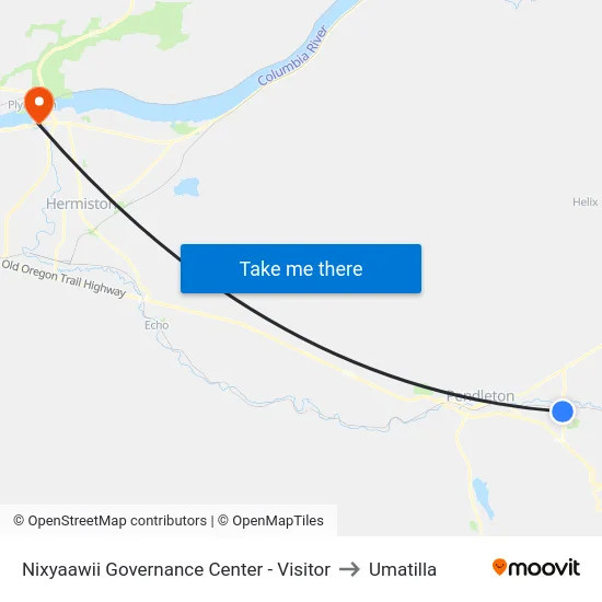 Nixyaawii Governance Center - Visitor to Umatilla map