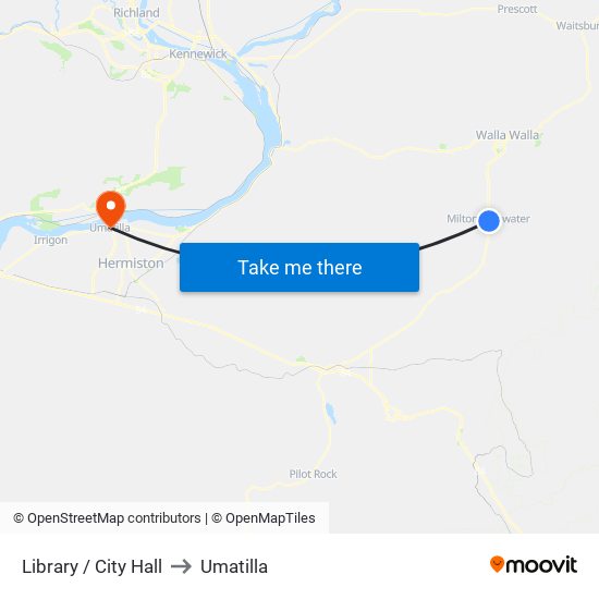 Library / City Hall to Umatilla map