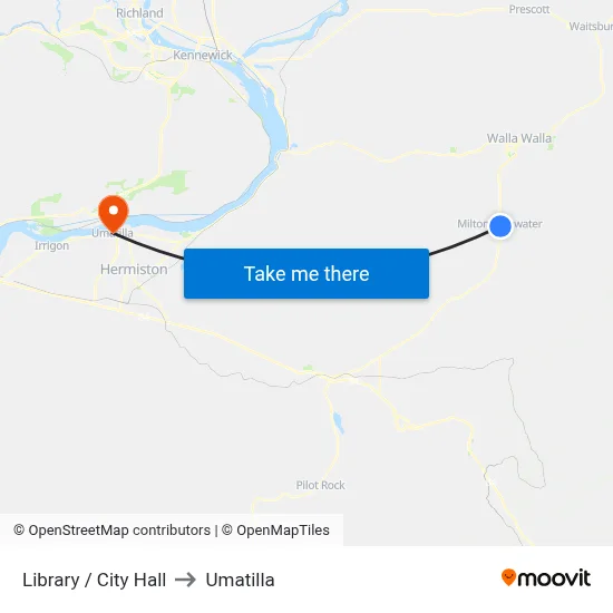 Library / City Hall to Umatilla map
