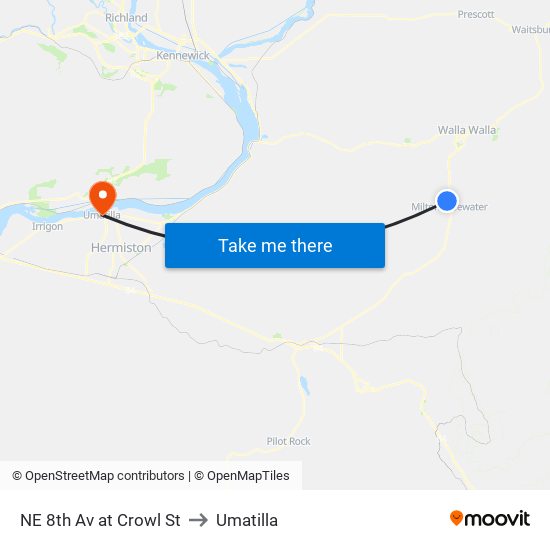 NE 8th Av at Crowl St to Umatilla map