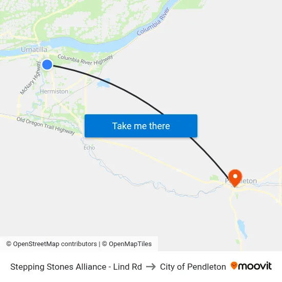 Stepping Stones Alliance - Lind Rd to City of Pendleton map