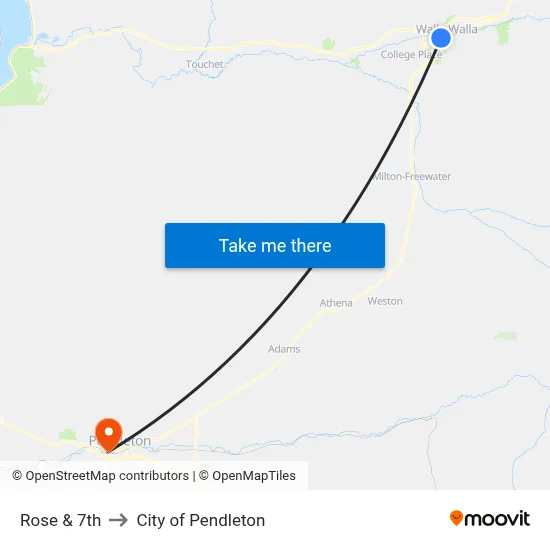 Rose & 7th to City of Pendleton map