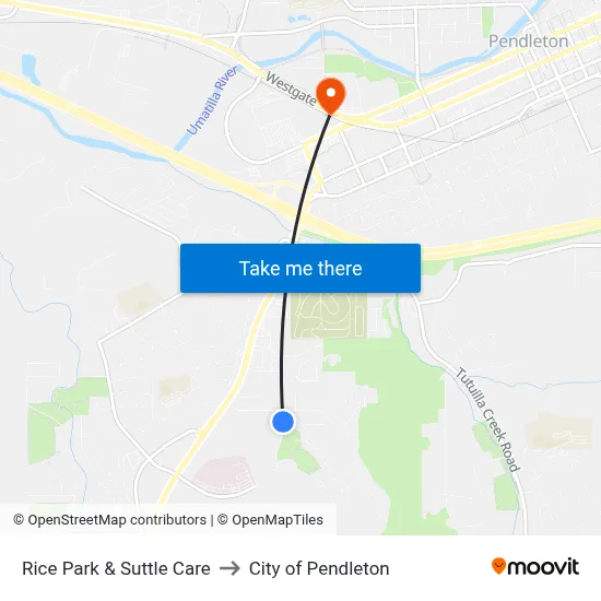 Rice Park & Suttle Care to City of Pendleton map