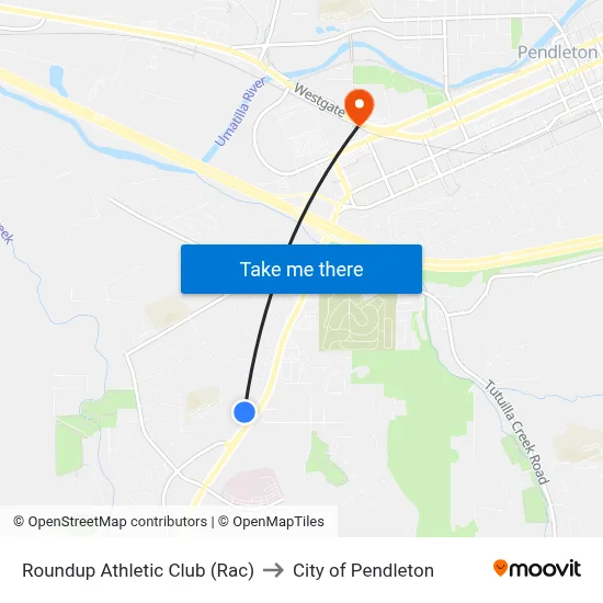 Roundup Athletic Club (Rac) to City of Pendleton map