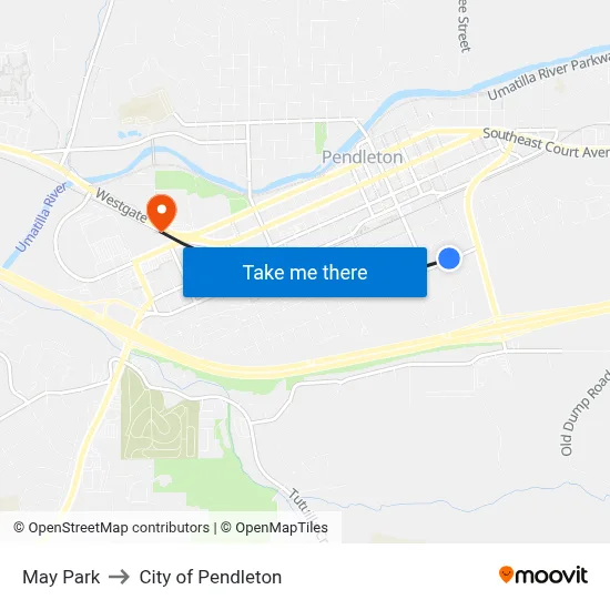 May Park to City of Pendleton map