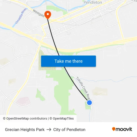 Grecian Heights Park to City of Pendleton map