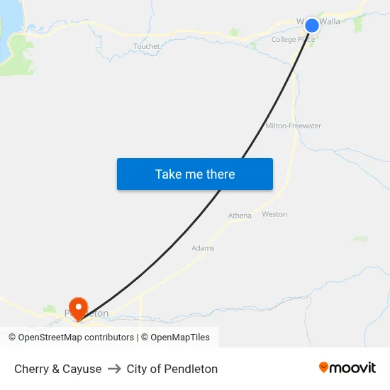 Cherry & Cayuse to City of Pendleton map