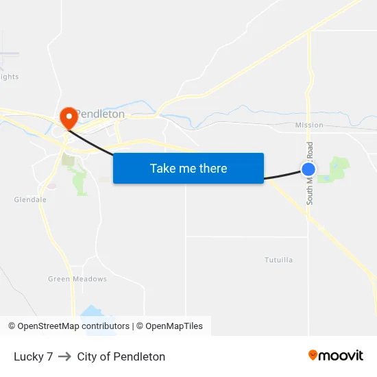 Lucky 7 to City of Pendleton map