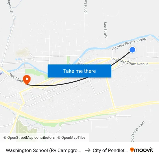 Washington School (Rv Campground) to City of Pendleton map